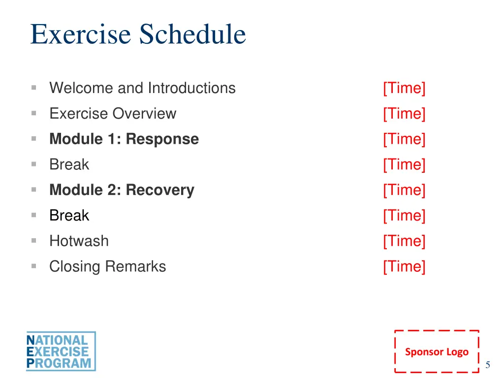 exercise schedule