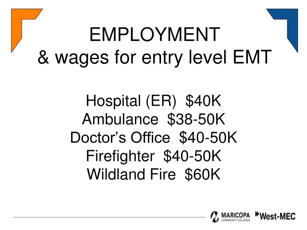 employment wages for entry level emt