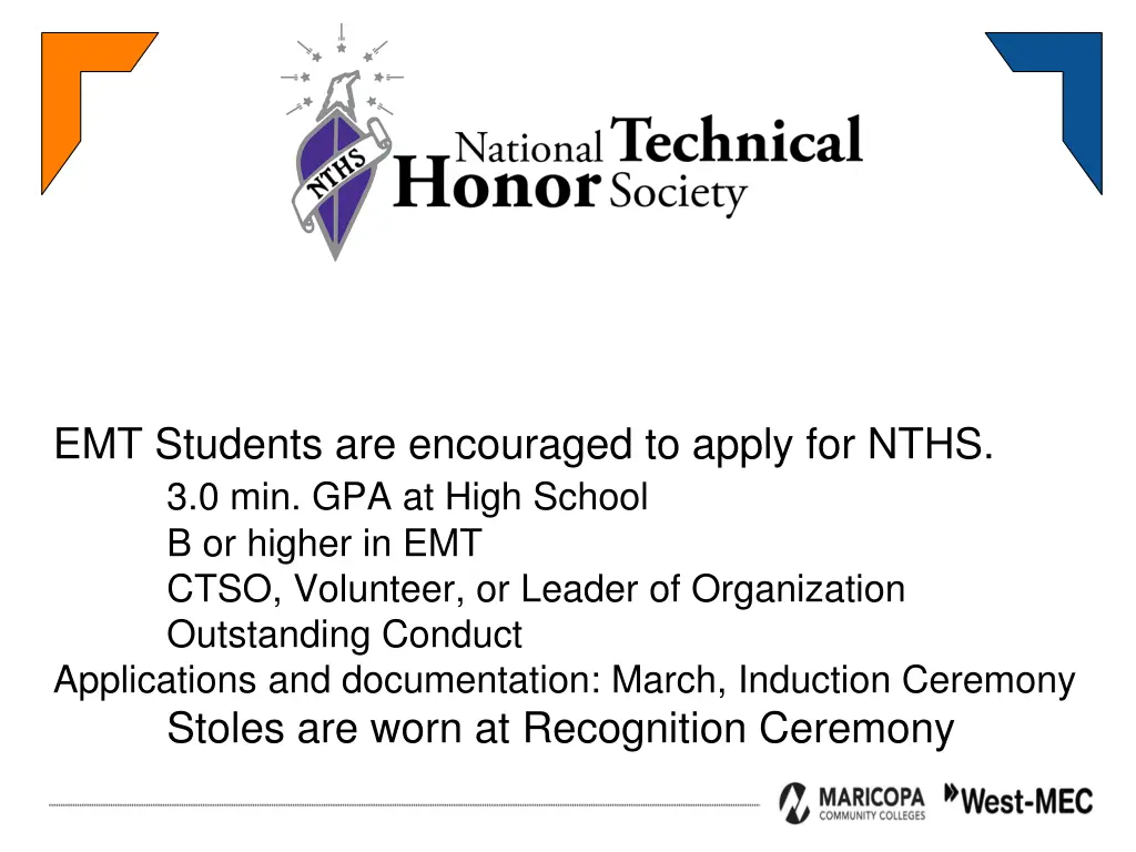 emt students are encouraged to apply for nths