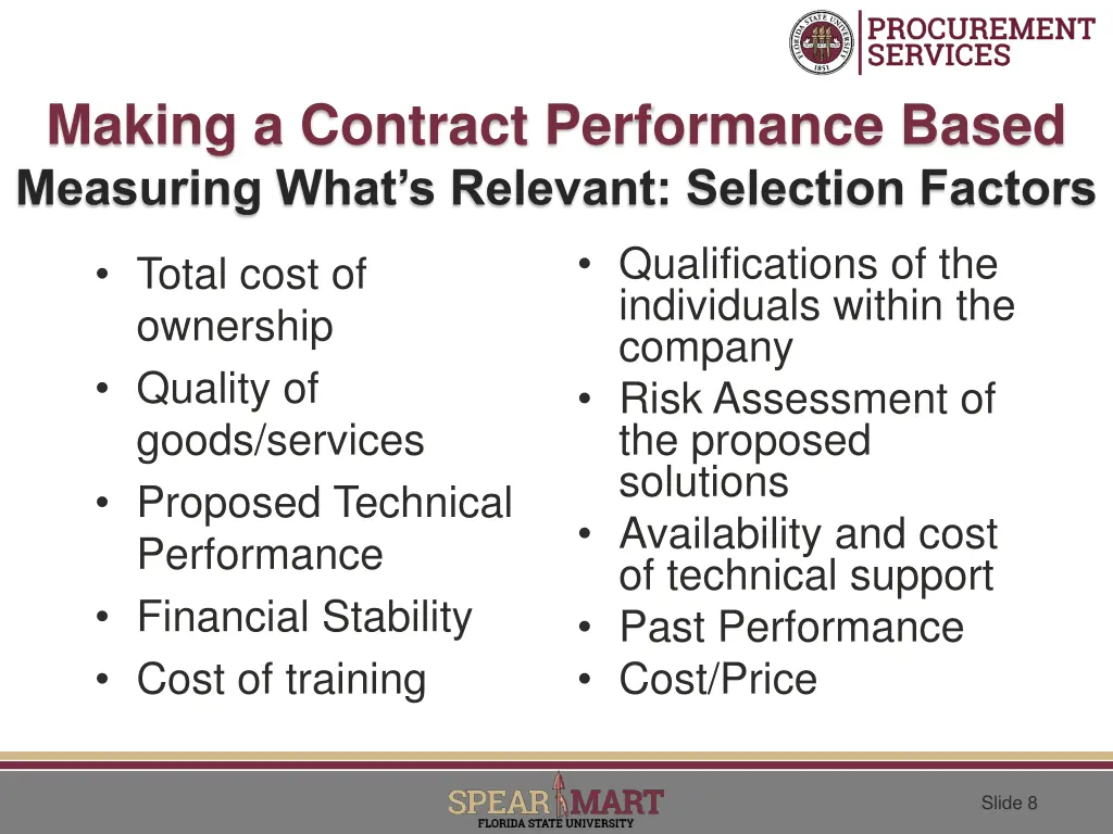 making a contract performance based measuring