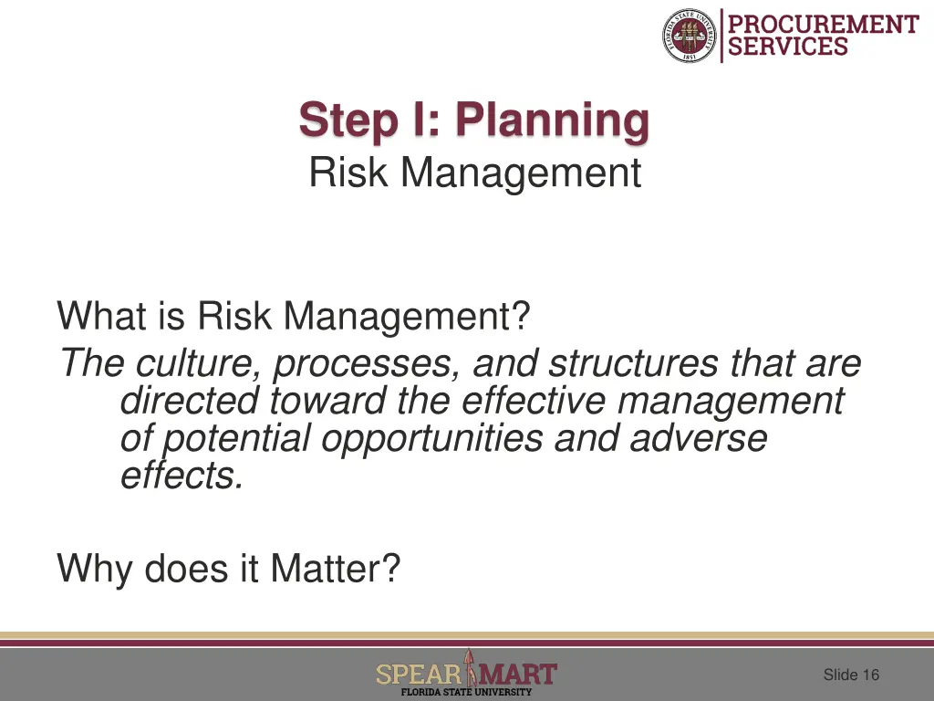 step i planning risk management