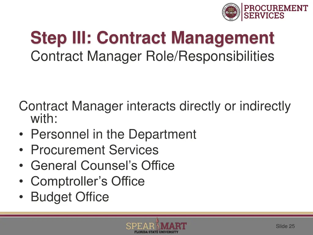 step iii contract management contract manager