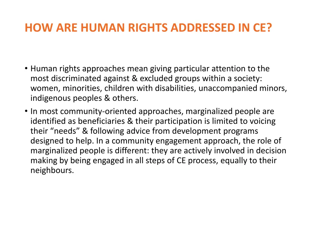 how are human rights addressed in ce