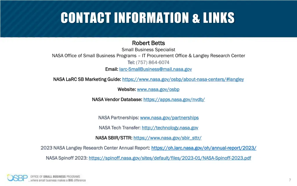 contact information links