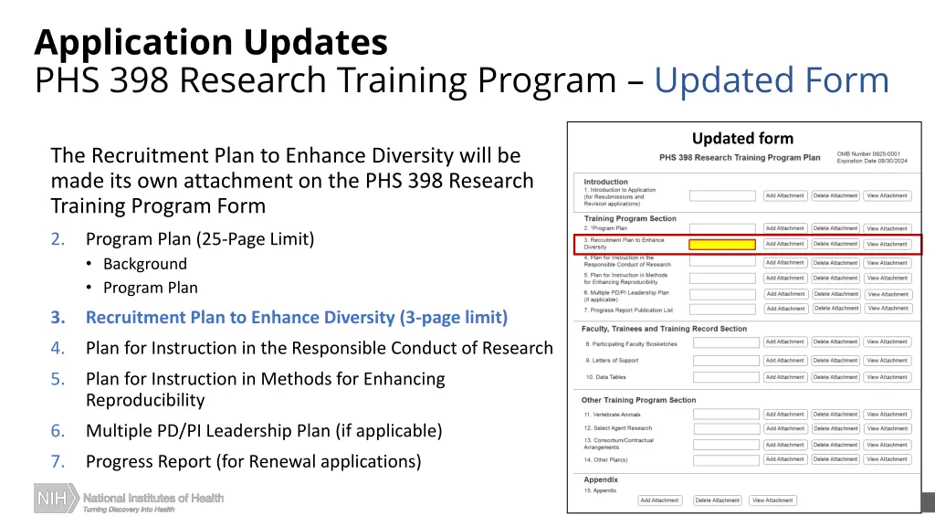 application updates phs 398 research training