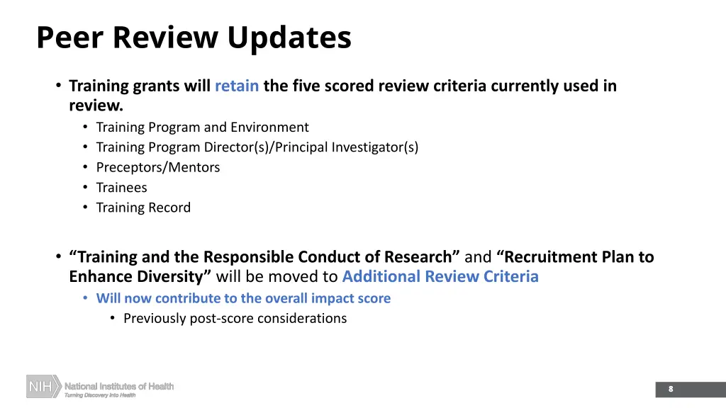 peer review updates