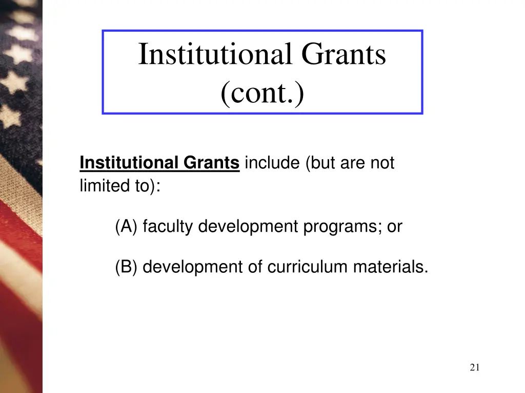 institutional grants cont