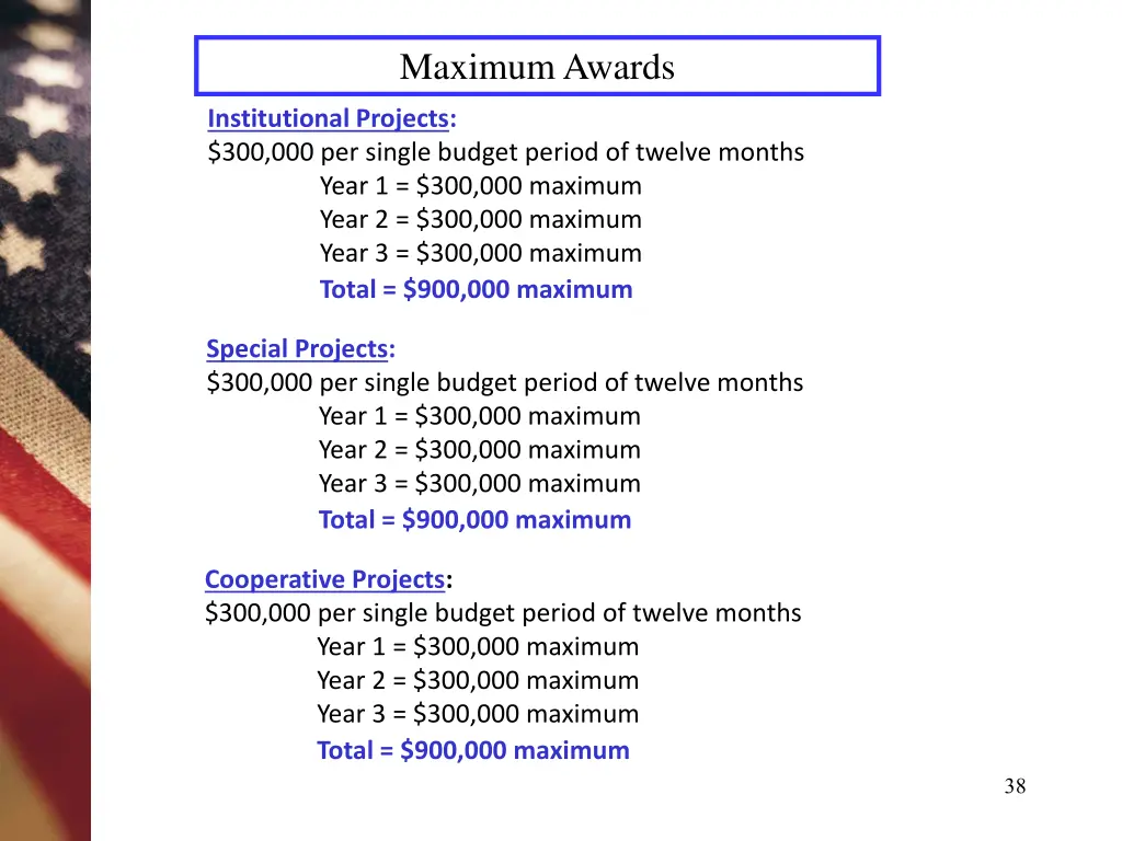 maximum awards