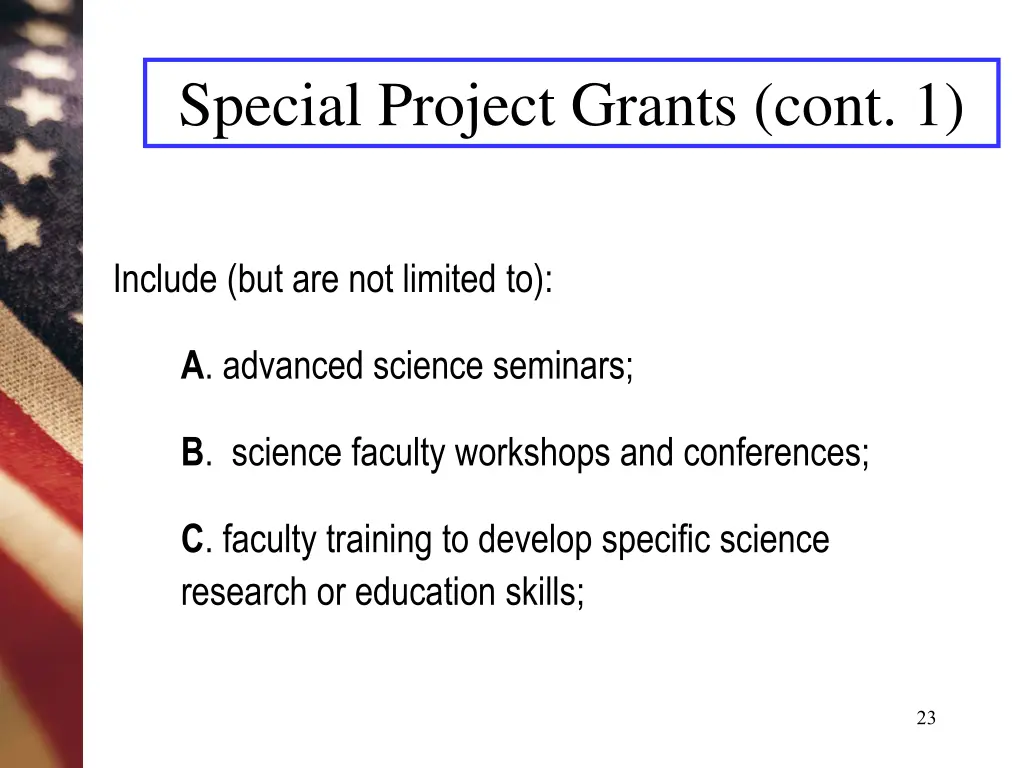 special project grants cont 1