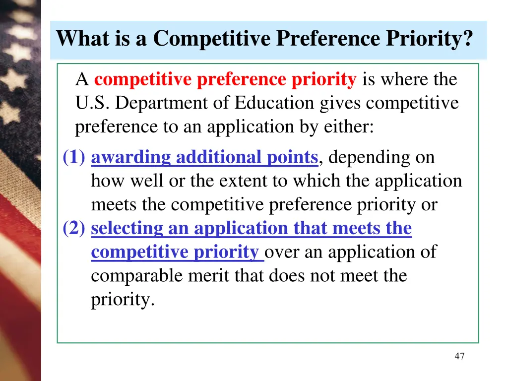 what is a competitive preference priority