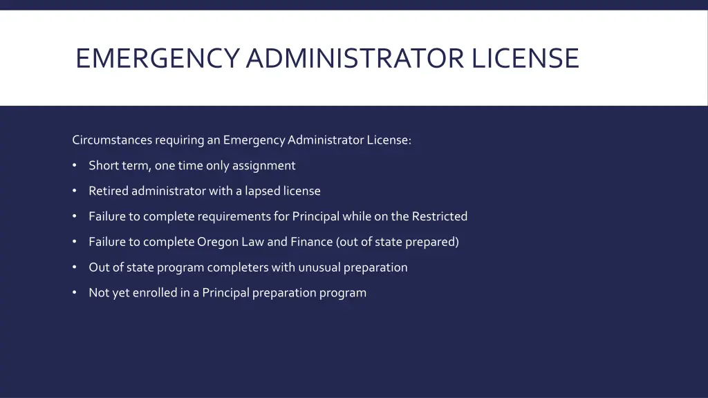 emergency administrator license