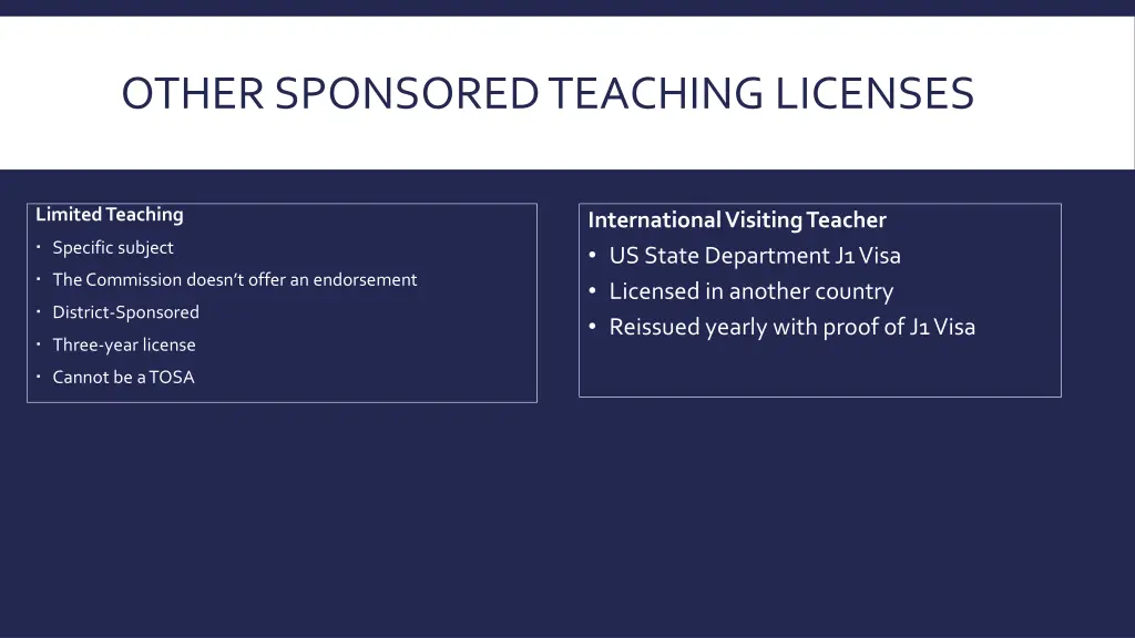 other sponsored teaching licenses