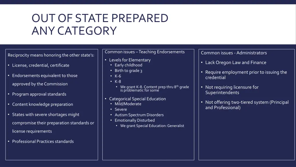 out of state prepared any category