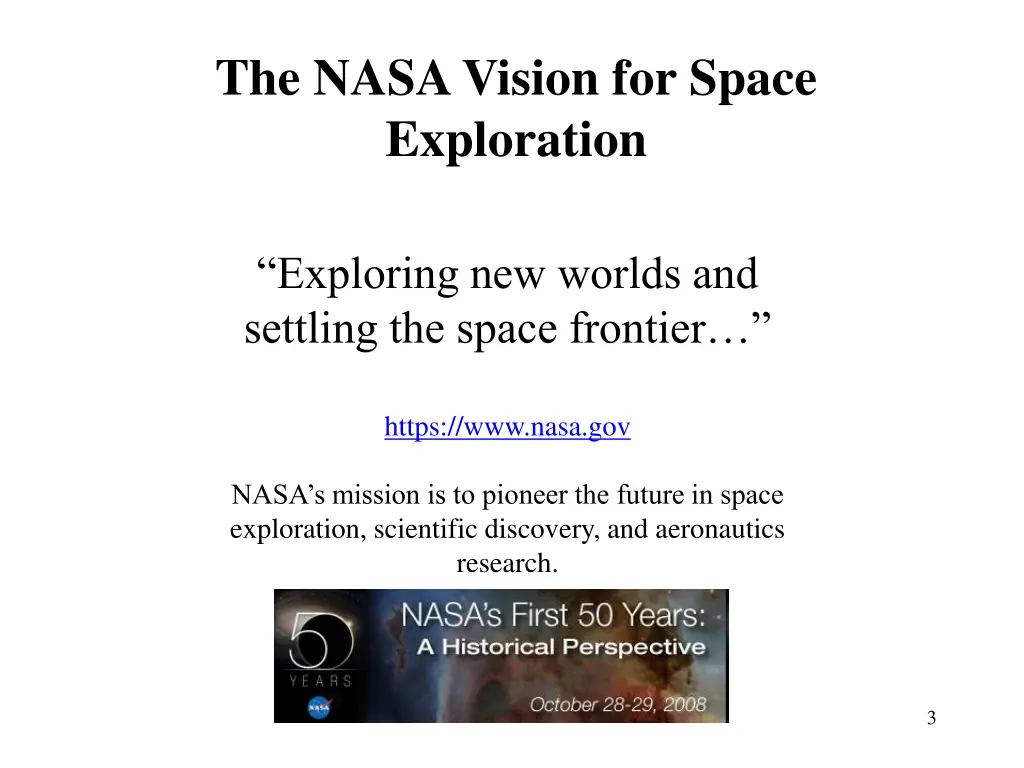 the nasa vision for space exploration