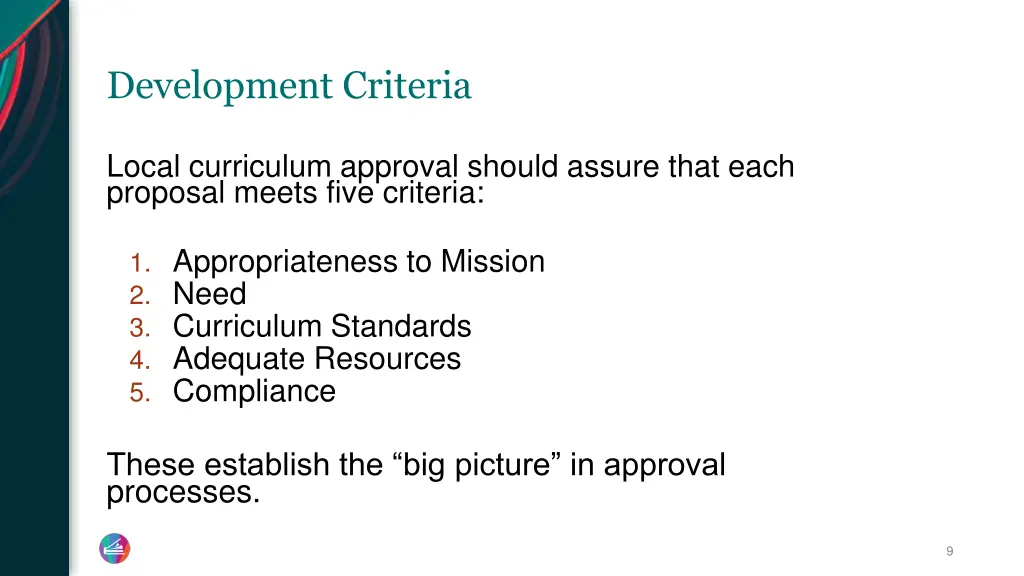 development criteria