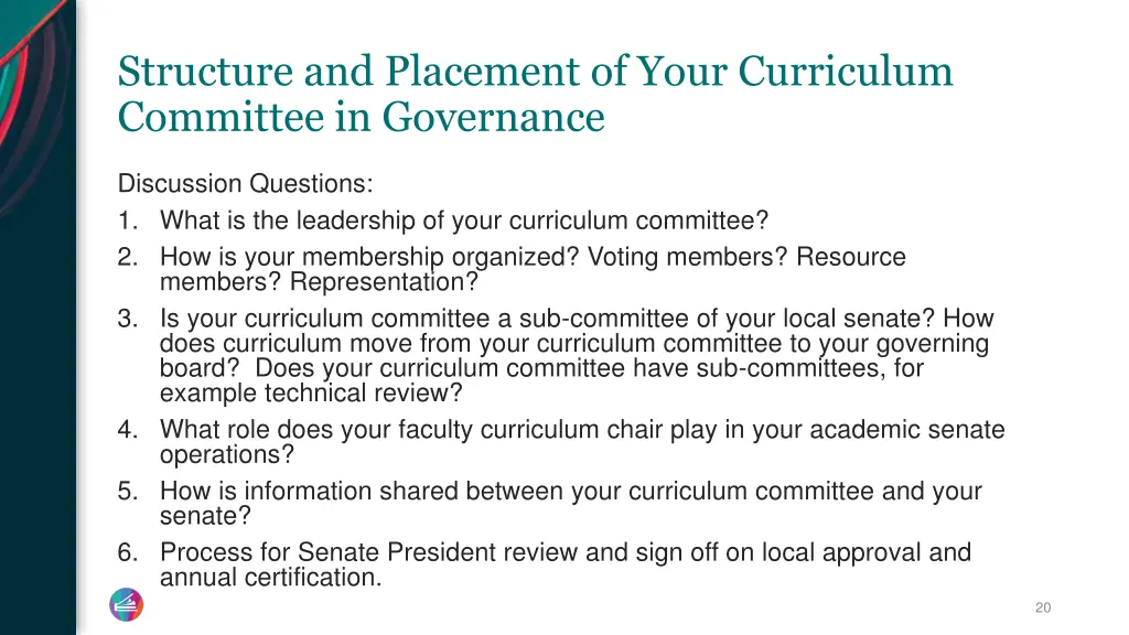 structure and placement of your curriculum