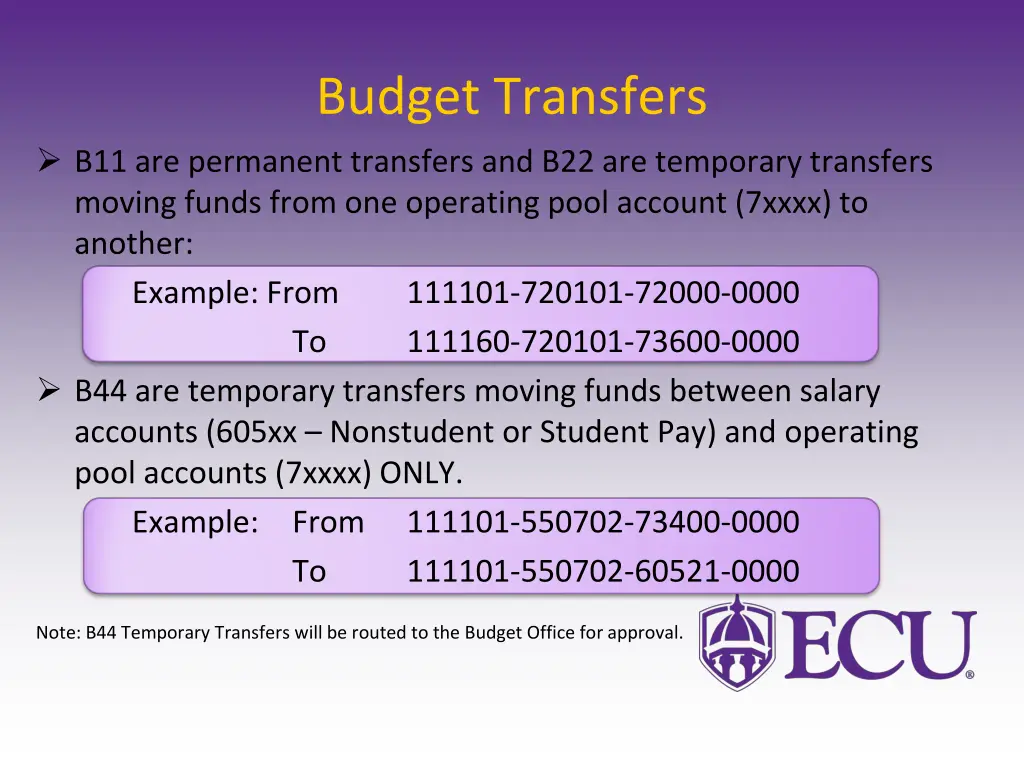 budget transfers