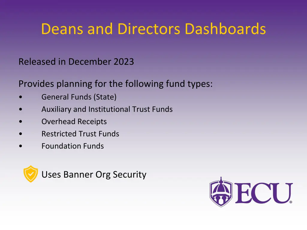 deans and directors dashboards