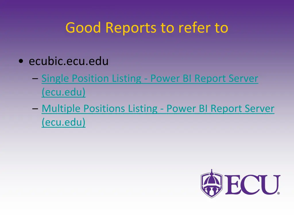 good reports to refer to