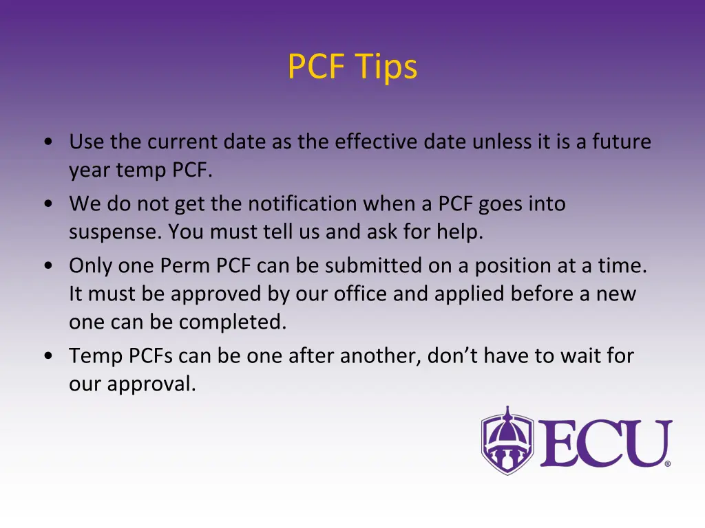 pcf tips