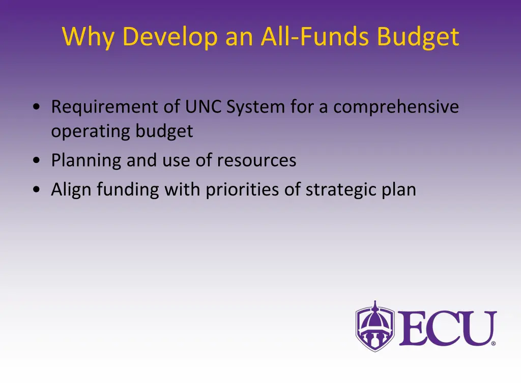 why develop an all funds budget