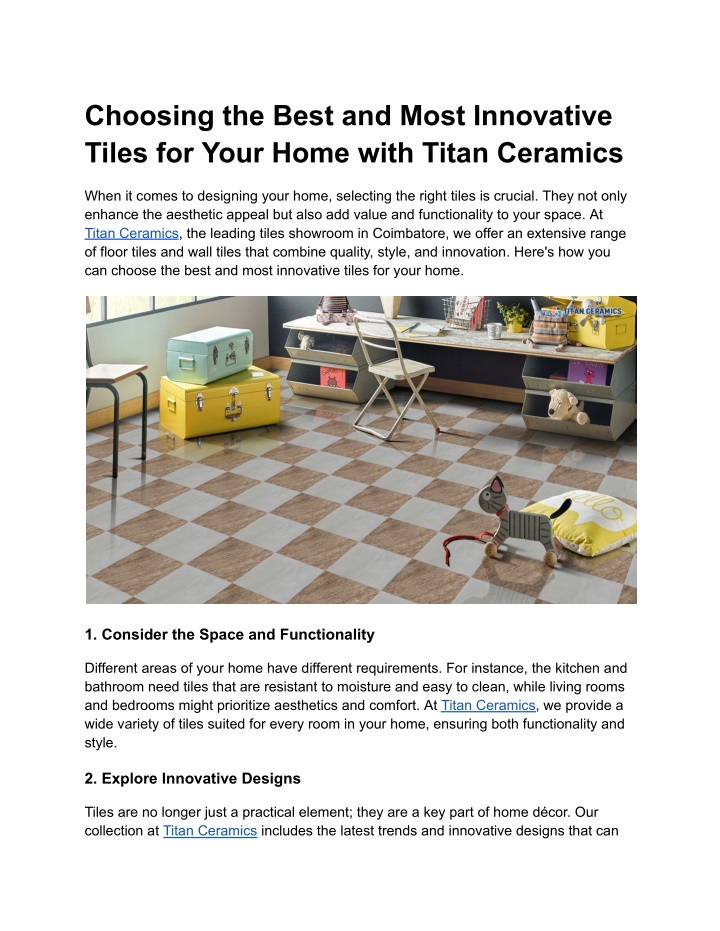 choosing the best and most innovative tiles