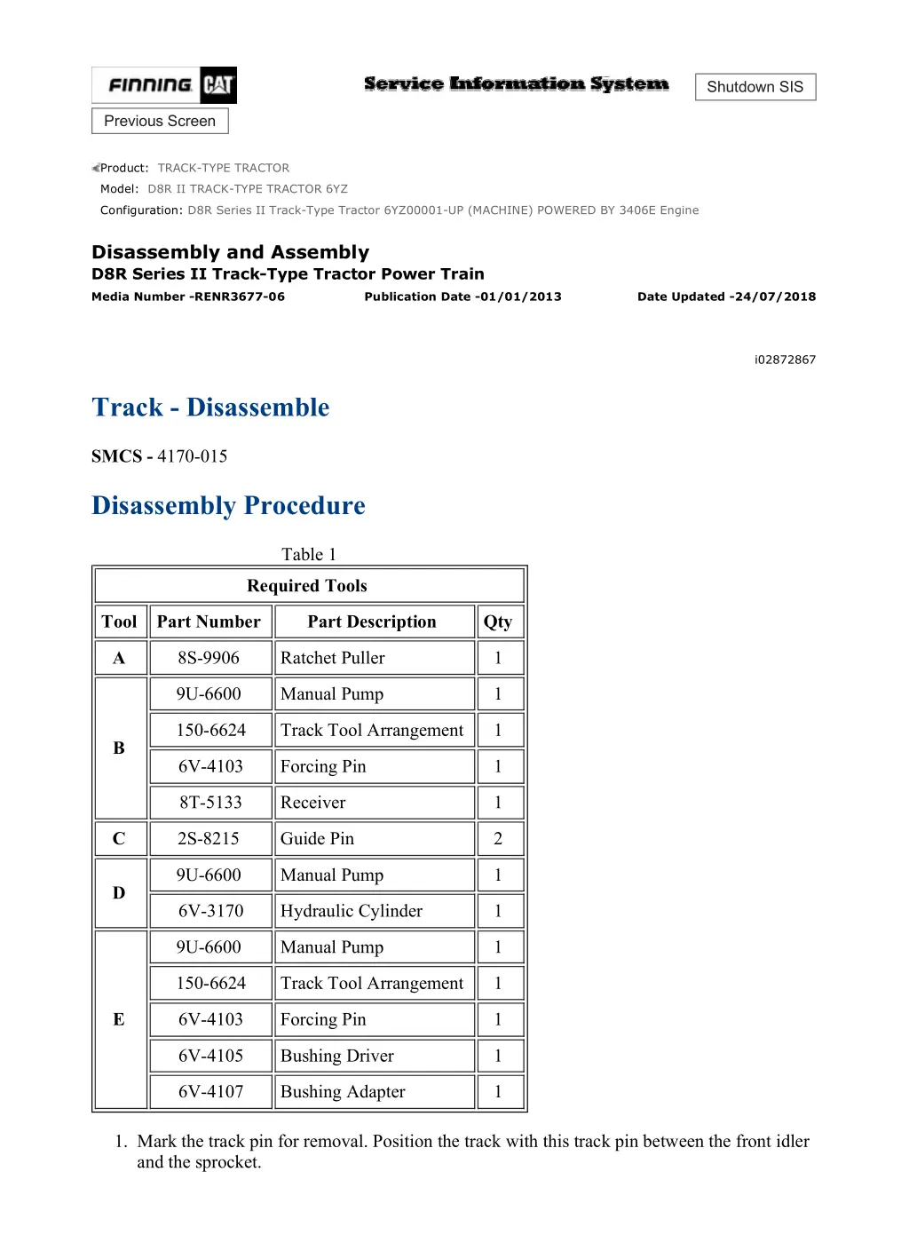 d8r series ii track type tractor 6yz00001