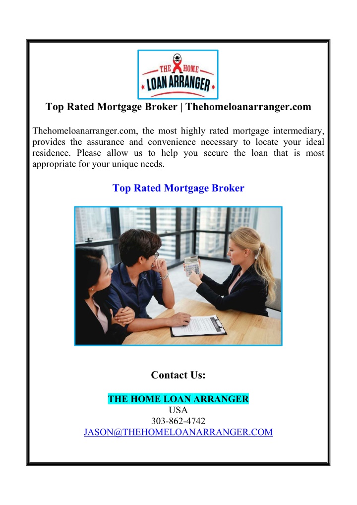 top rated mortgage broker thehomeloanarranger com