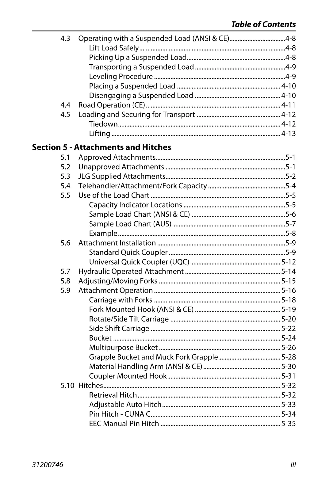 table of contents 1