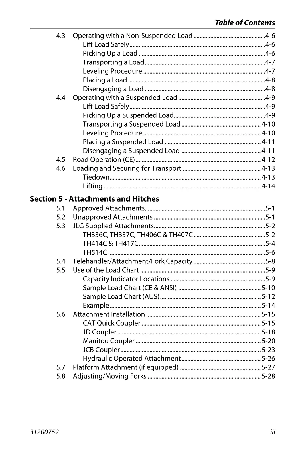 table of contents 1