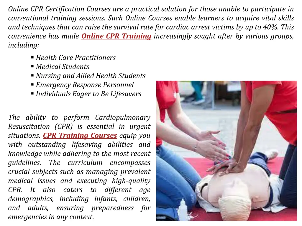 online cpr certification courses are a practical