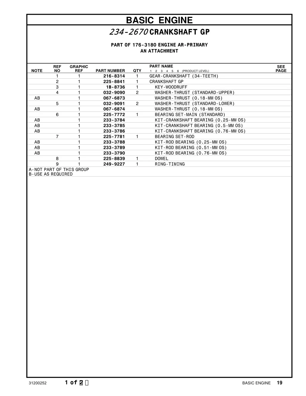 basic engine 234 2670 crankshaft gp