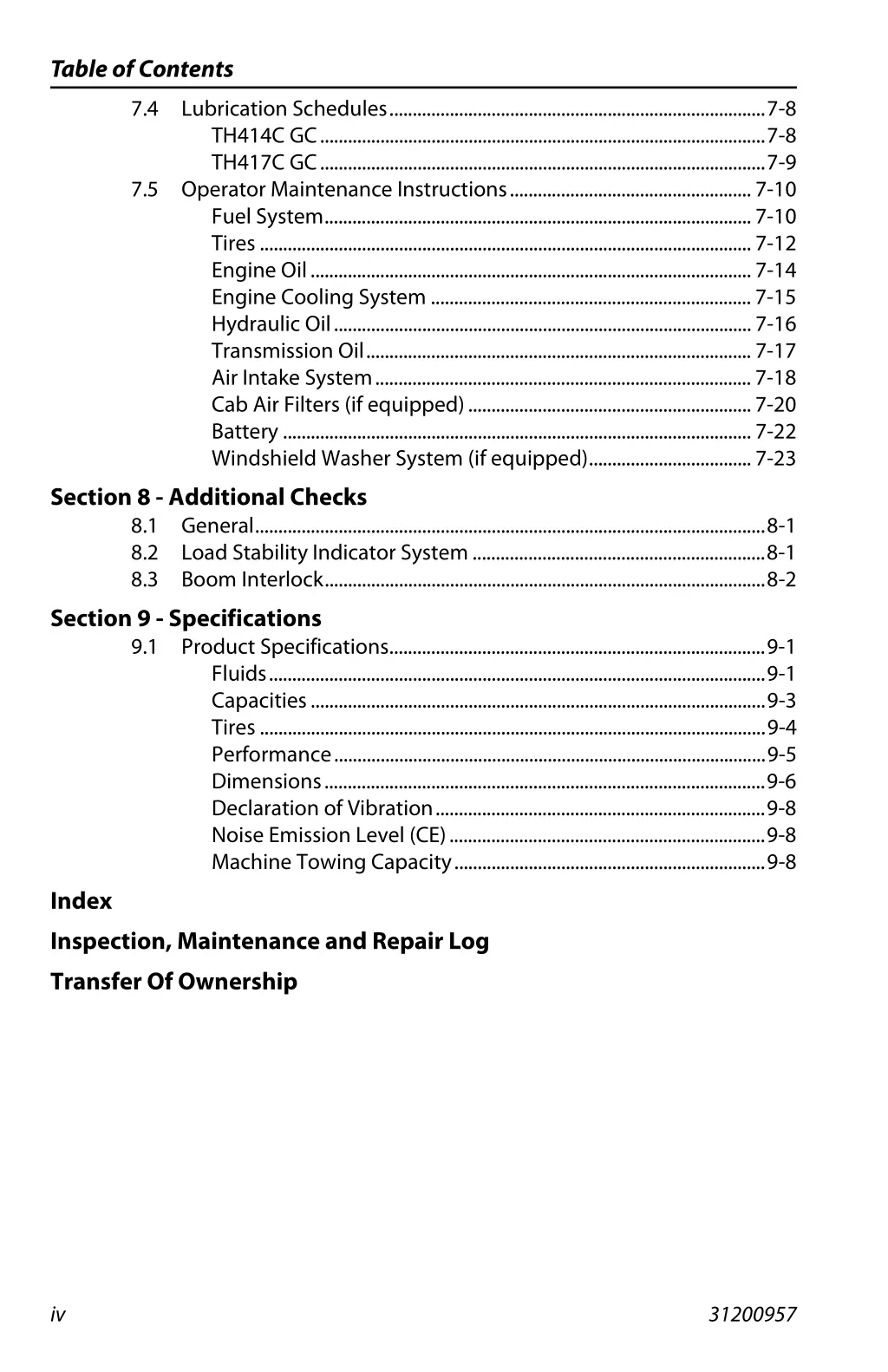 table of contents 3