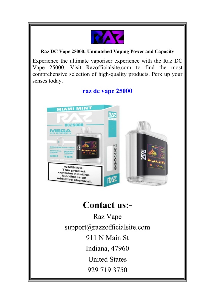 raz dc vape 25000 unmatched vaping power