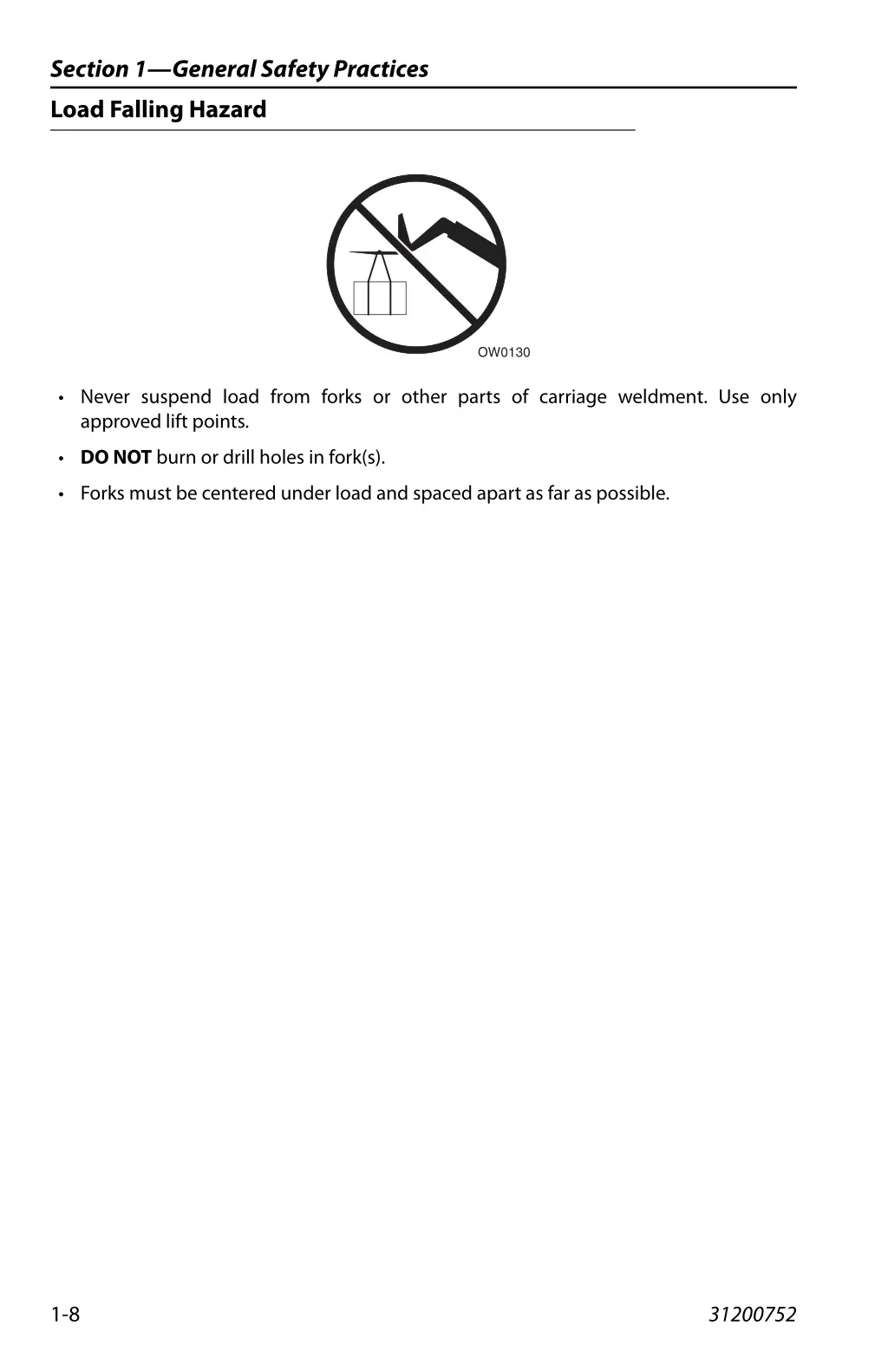 section 1 general safety practices load falling