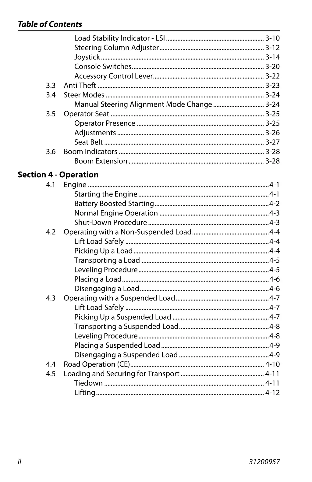 table of contents 1