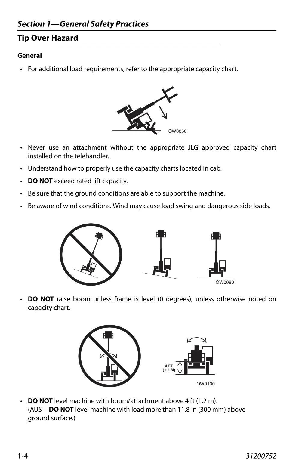 section 1 general safety practices tip over hazard