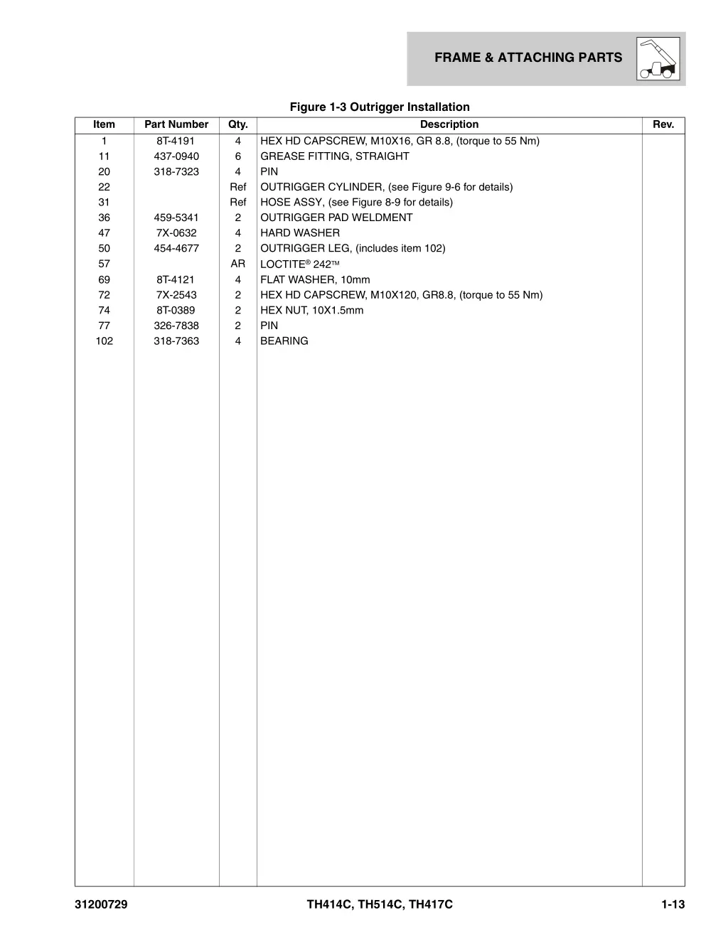 frame attaching parts 9