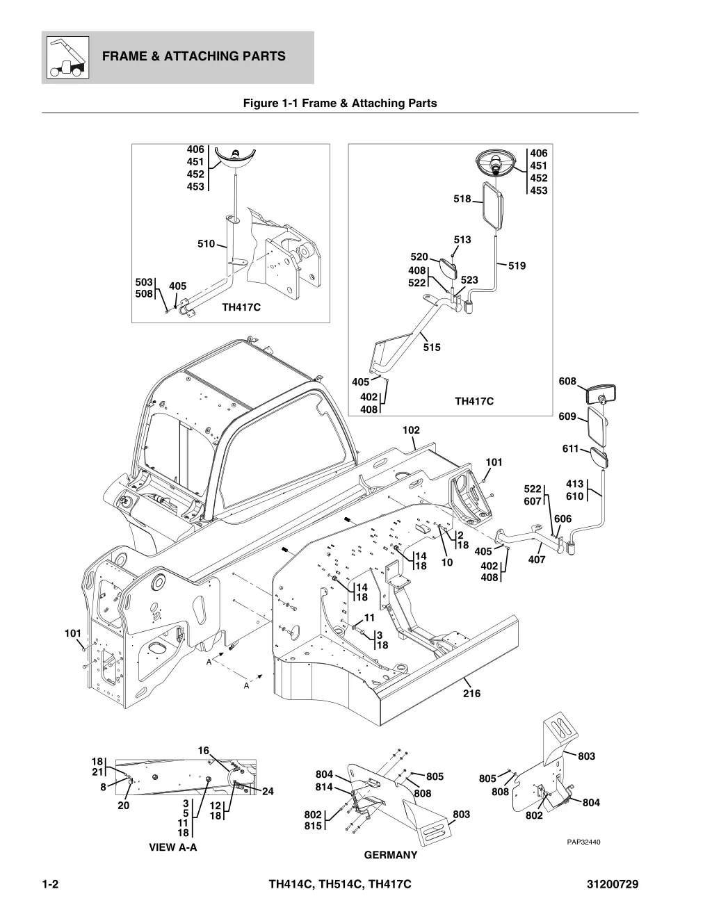 frame attaching parts