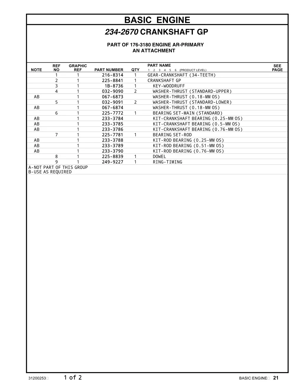 basic engine 234 2670 crankshaft gp