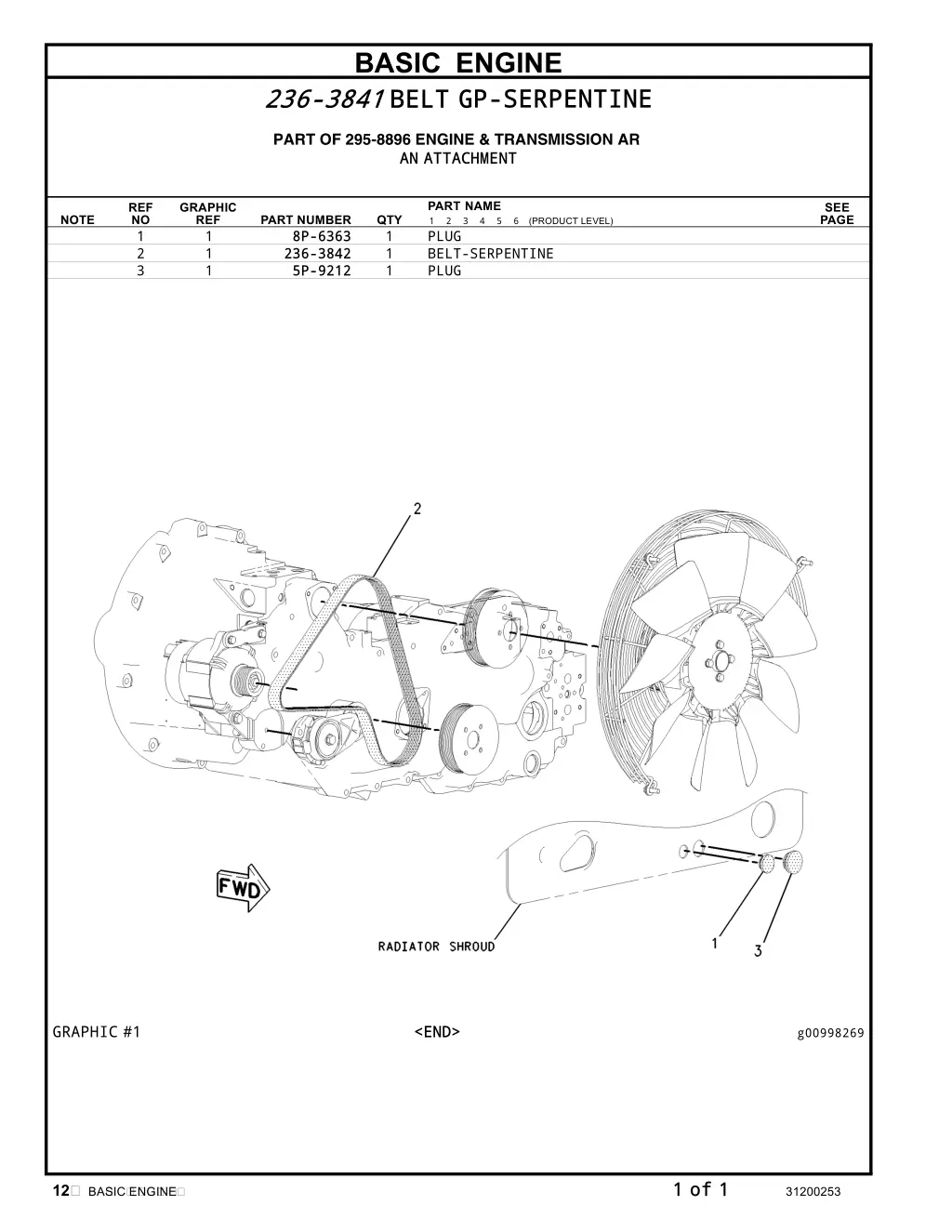 basic engine 236 3841 belt gp serpentine