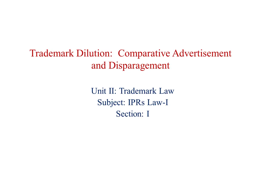 trademark dilution comparative advertisement