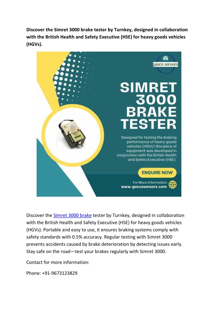 discover the simret 3000 brake tester by turnkey