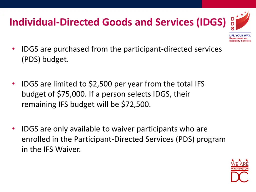 individual directed goods and services idgs