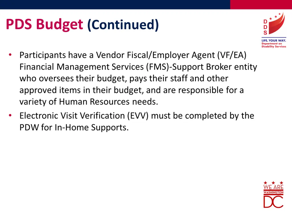 pds budget continued