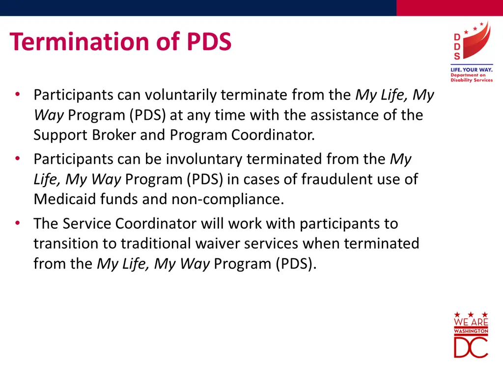 termination of pds