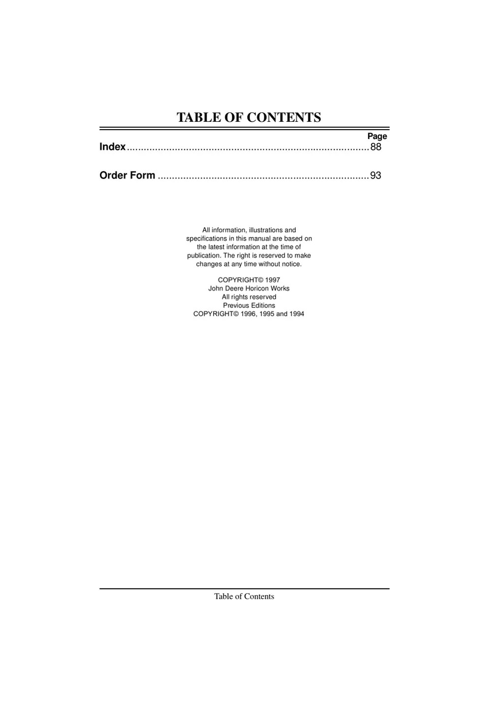 table of contents 1