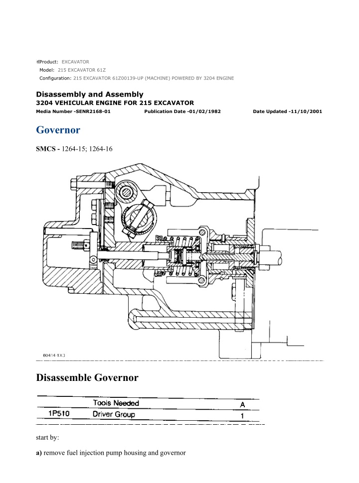 215 excavator 61z00139 up machine powered by 3204