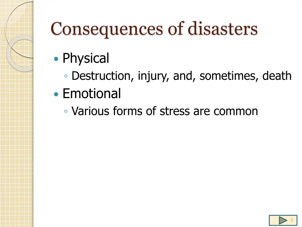 consequences of disasters