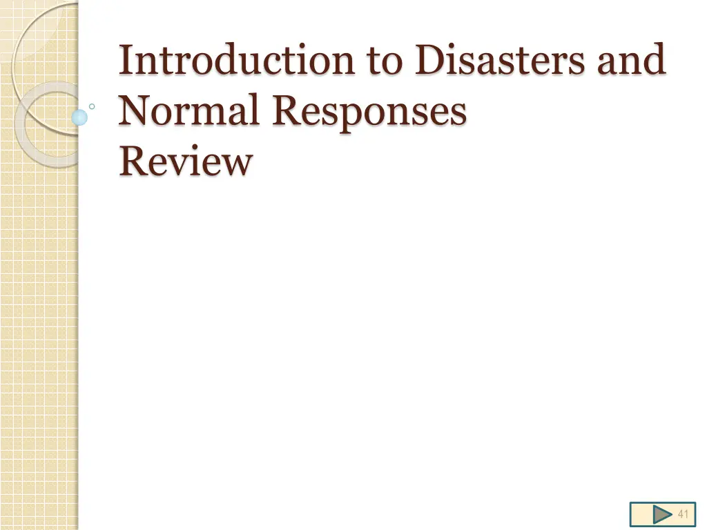 introduction to disasters and normal responses